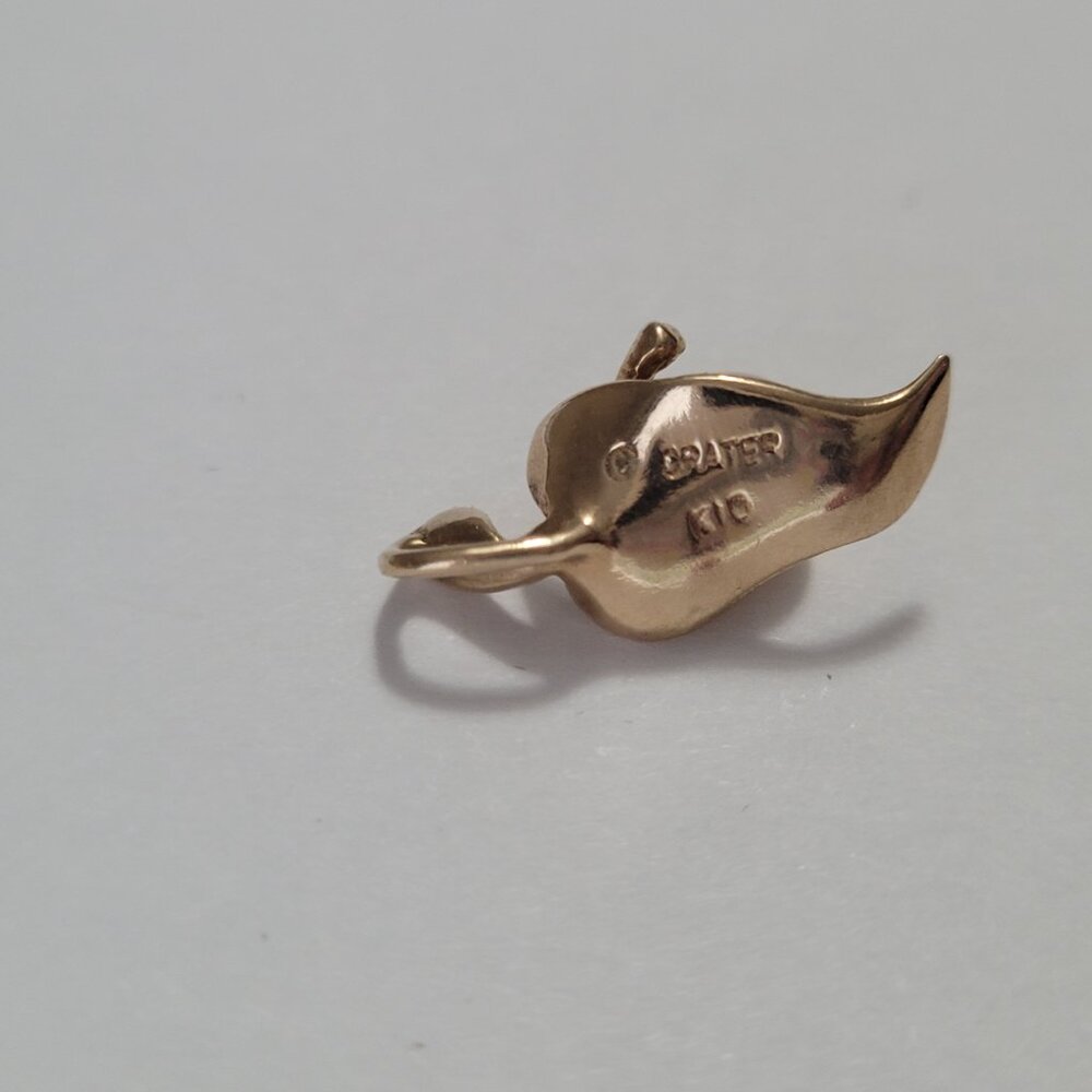 10k Gold Pearl Pea Pod Leaf Pendant by Crater June Birthstone - Picture 8 of 15